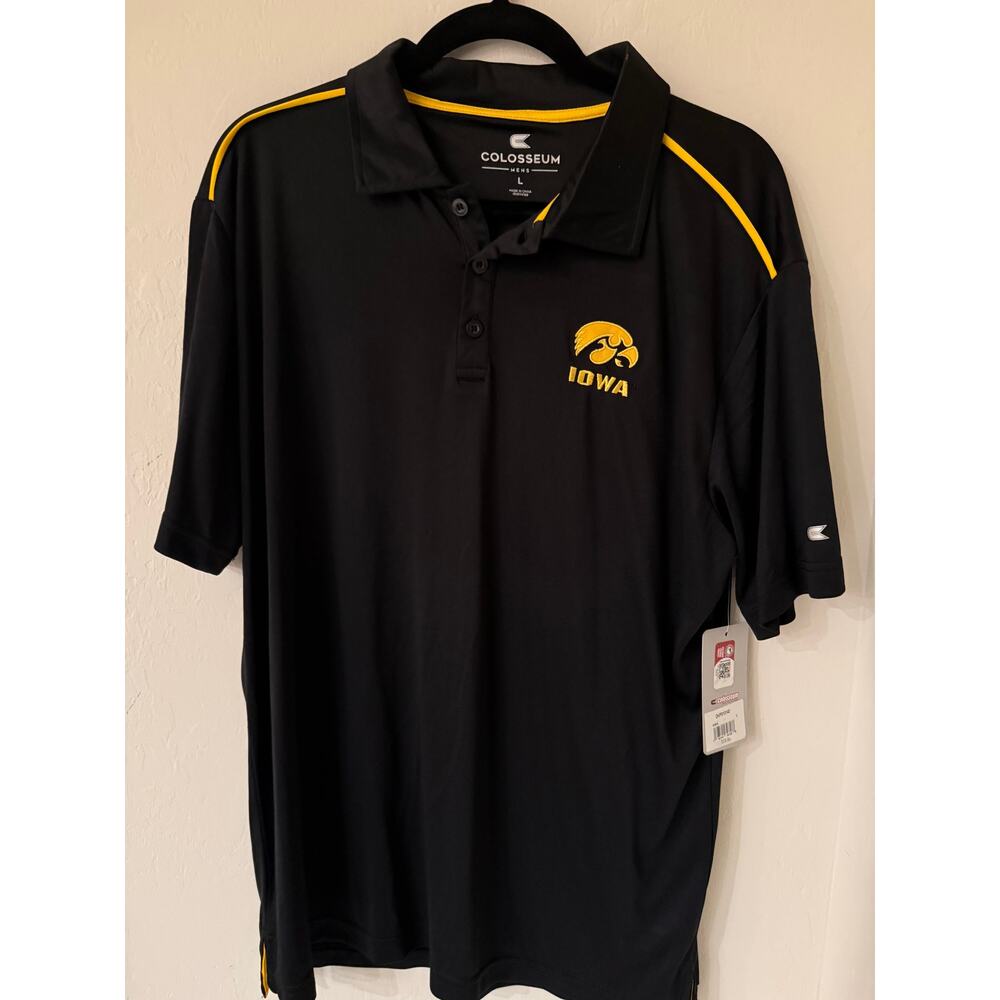 Iowa Hawkeyes Men's Colosseum Black Polo -Size Large-NWT